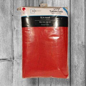 Mainstays Red 70 in Round PEVA Tablecloth New